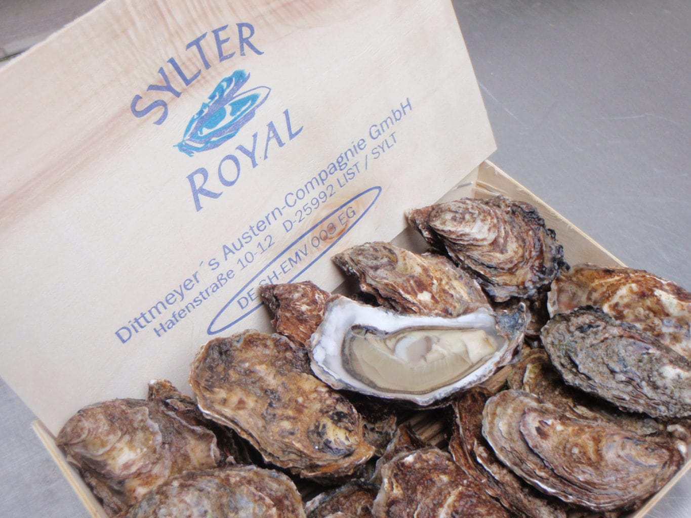 Duitse oesters komen uit de Noordzee en worden op het eiland Sylt geteeld