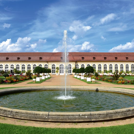 Fontein en tuin in Ansbach in Beieren