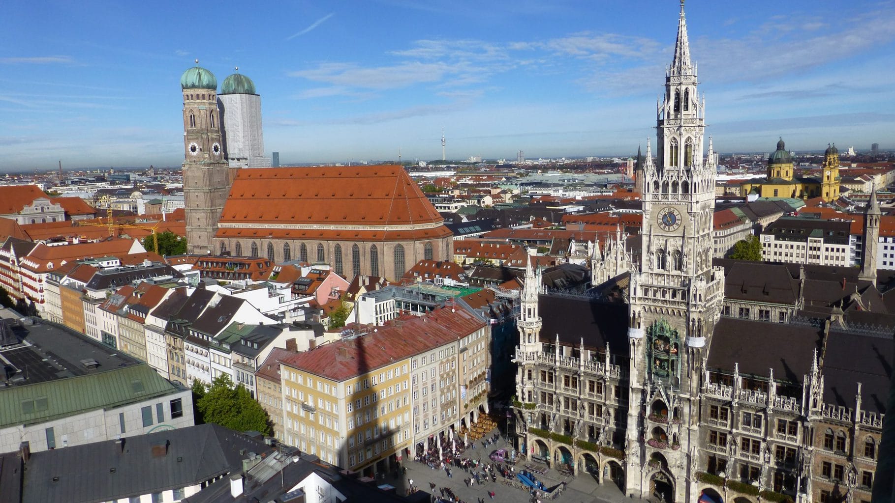 De Marienplatz in München vanuit de lucht