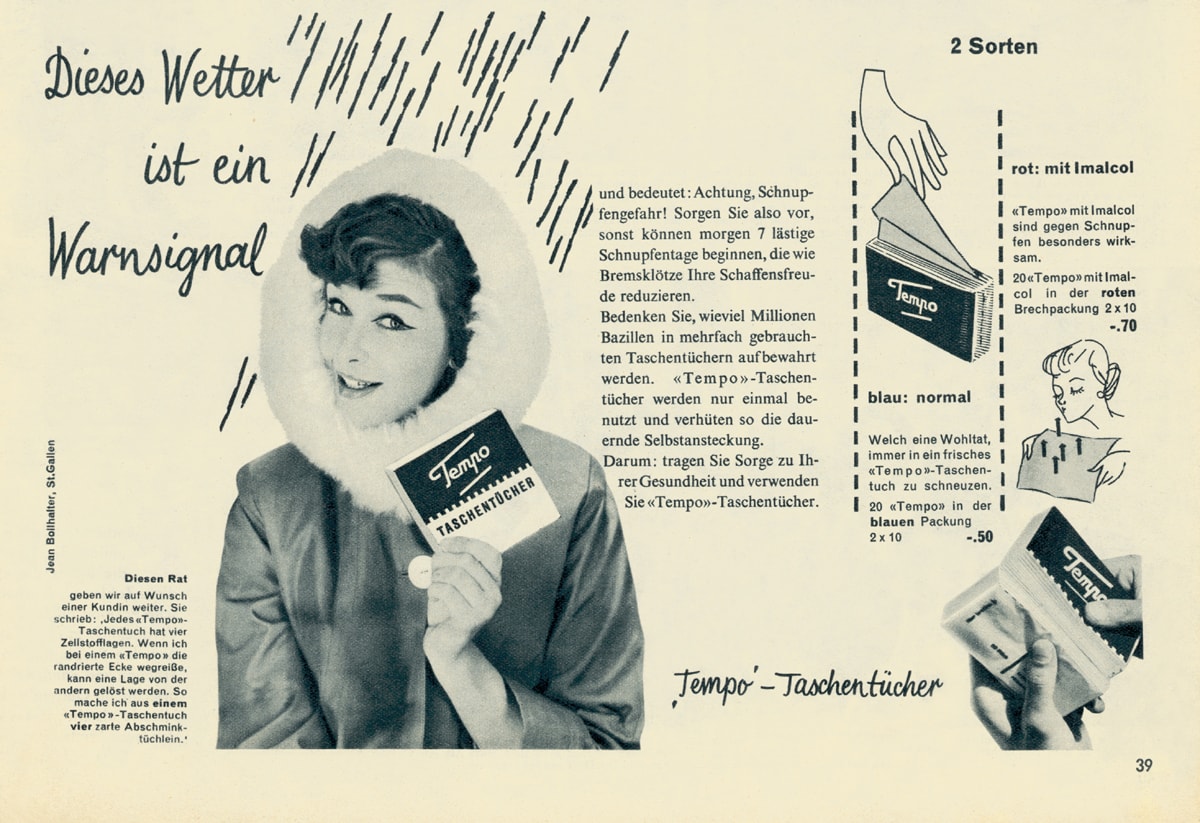 Reclame uit de jaren 50 Tempo zakdoekje