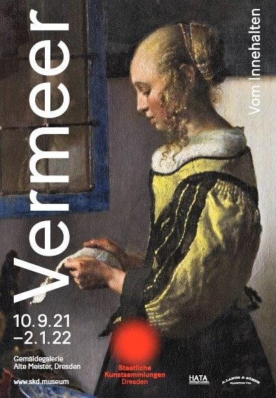 Affiche voor de grote vermeer-tentoonstelling Dresden