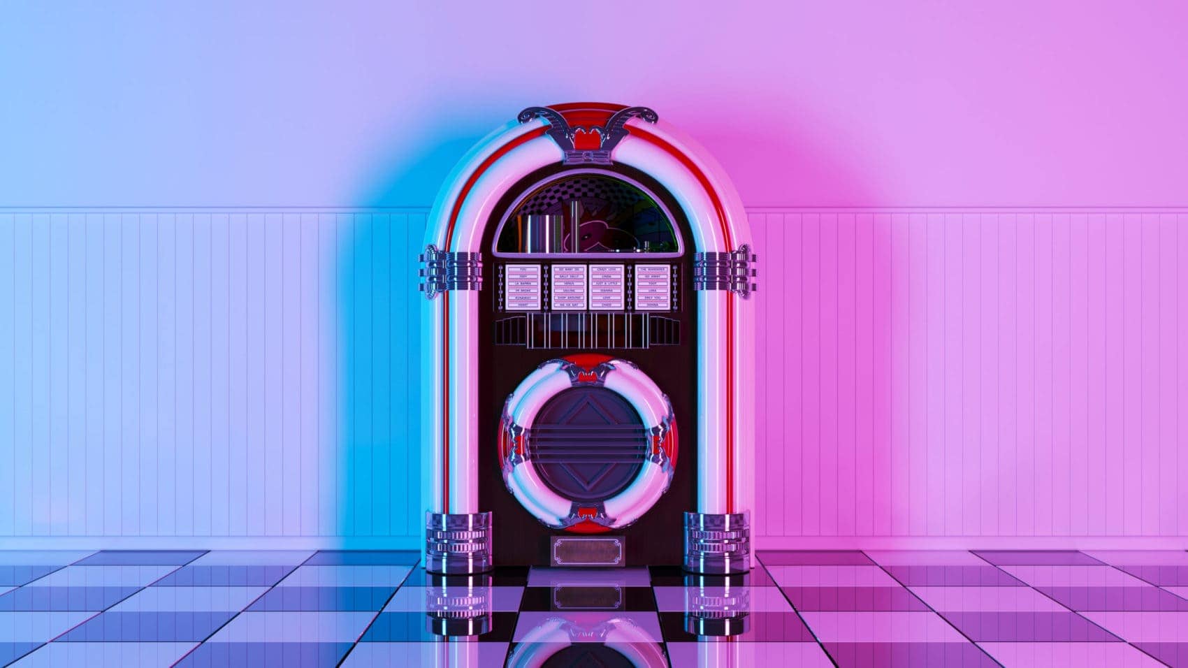 Een blauwe Jukebox in Jukeboxmuseum in Bruchsal