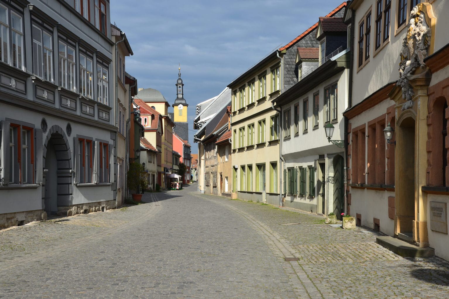 De binnenstad van Rudolstad in Thüringen