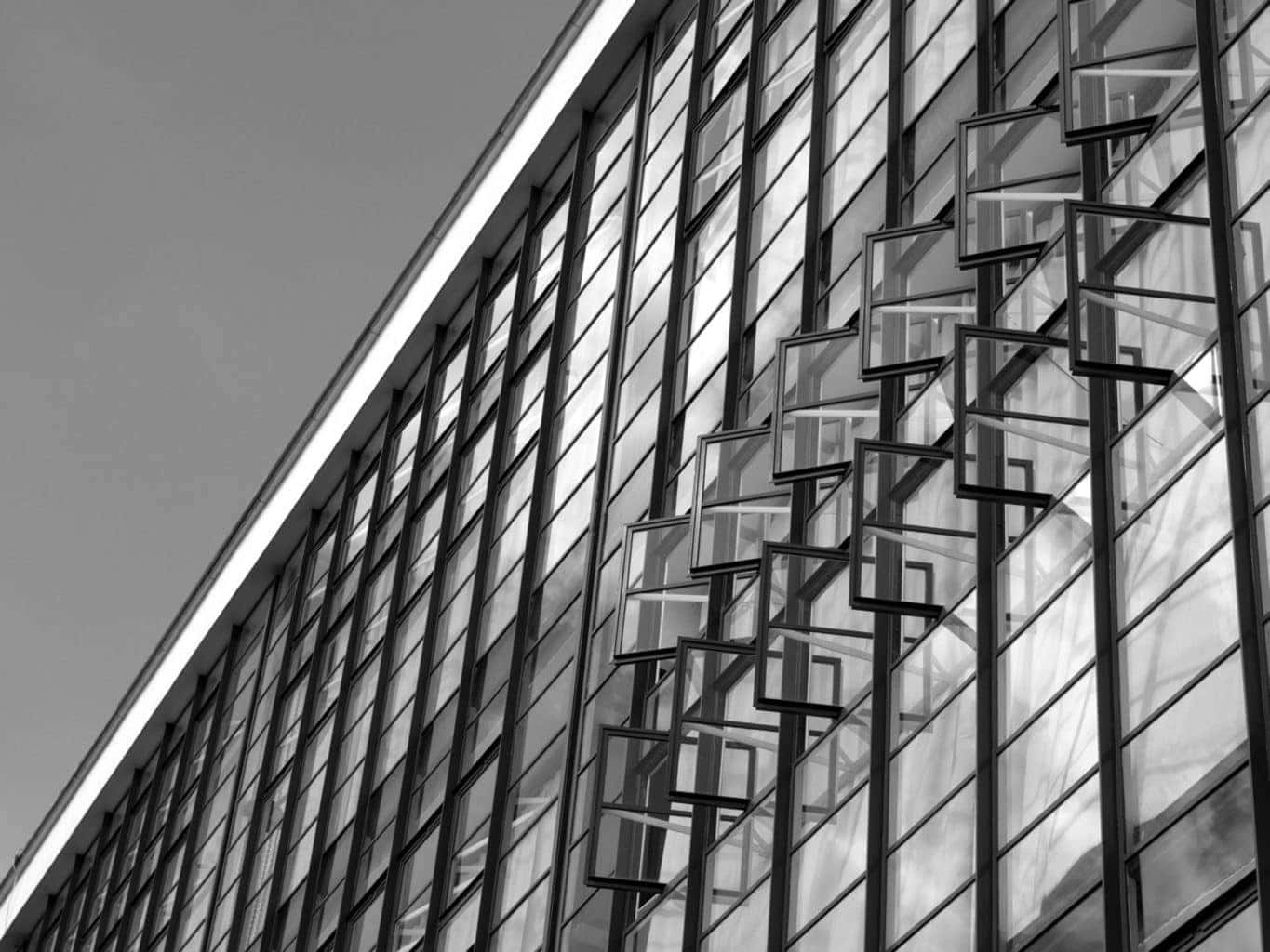 Het Bauhaus gebouw in Dessau van buiten