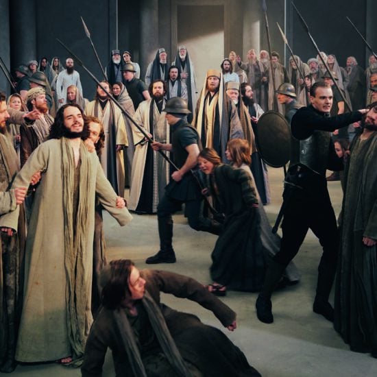 Verdrijving van de handelaars tijdens de passiespelen in Oberammergau