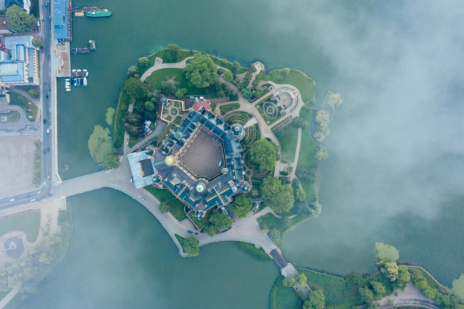 Prachtig uitzicht: Kasteel Schwerin vanuit de lucht. I TMV/Gänsicke