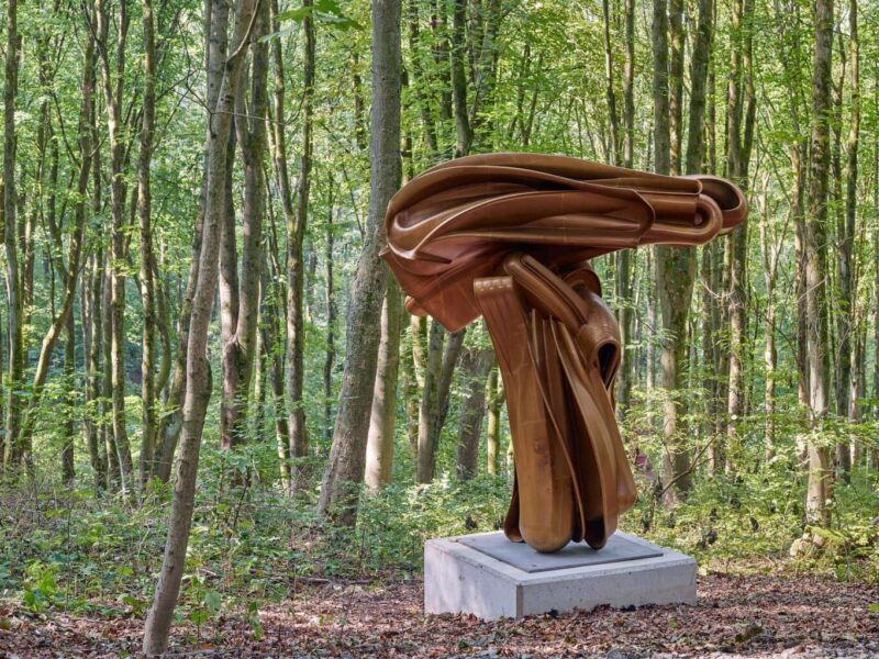 Skulptur Stroke van Tony Cragg in het Skulpturenpark Waldfrieden in Wuppertal, Noordrijn-Westfalen, Duitsland