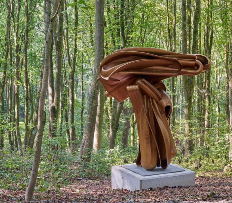 Skulptur Stroke van Tony Cragg in het Skulpturenpark Waldfrieden in Wuppertal, Noordrijn-Westfalen, Duitsland