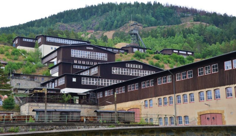 Rammelsbergmijn Bezoeker mijn bij het Rammelsberg, Goslar, Harz, Nedersaksen, Duitsland