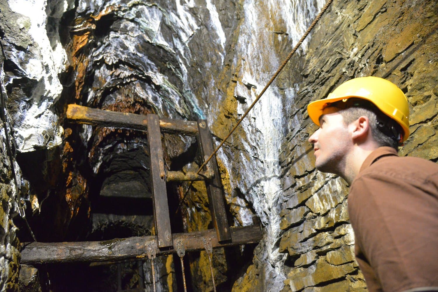 Techniek in de Röderstollen van het Rammelsberg in Goslar, Harz, Nedersaksen, Duitsland