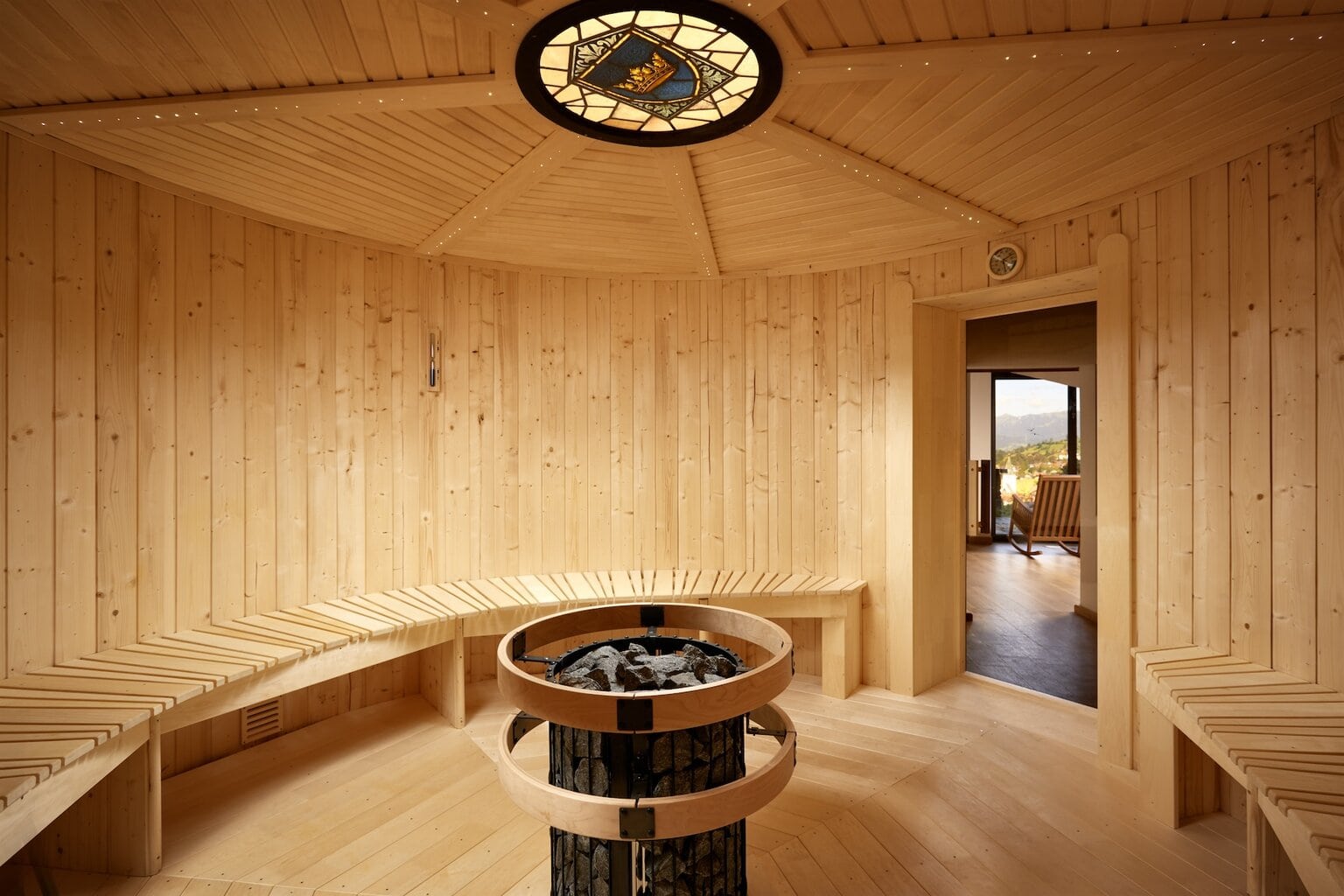 Sauna in de Spa van het Hotel Prinz-Luitpold-Bad in Bad Hindelang, Beieren, Duitsland