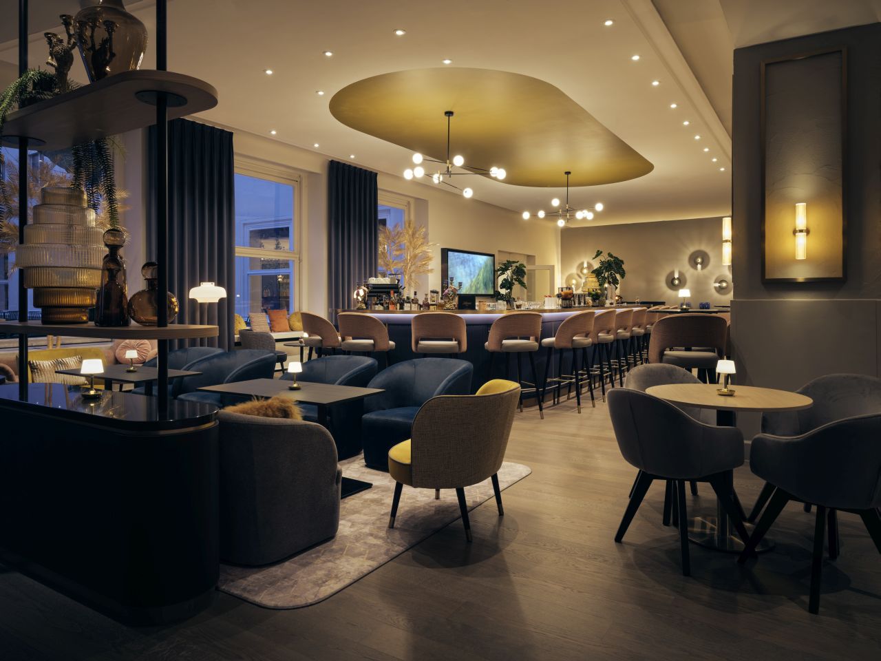 Bar in het hotel Mannheimer Hof in Mannheim, Baden-Württemberg, Duitsland