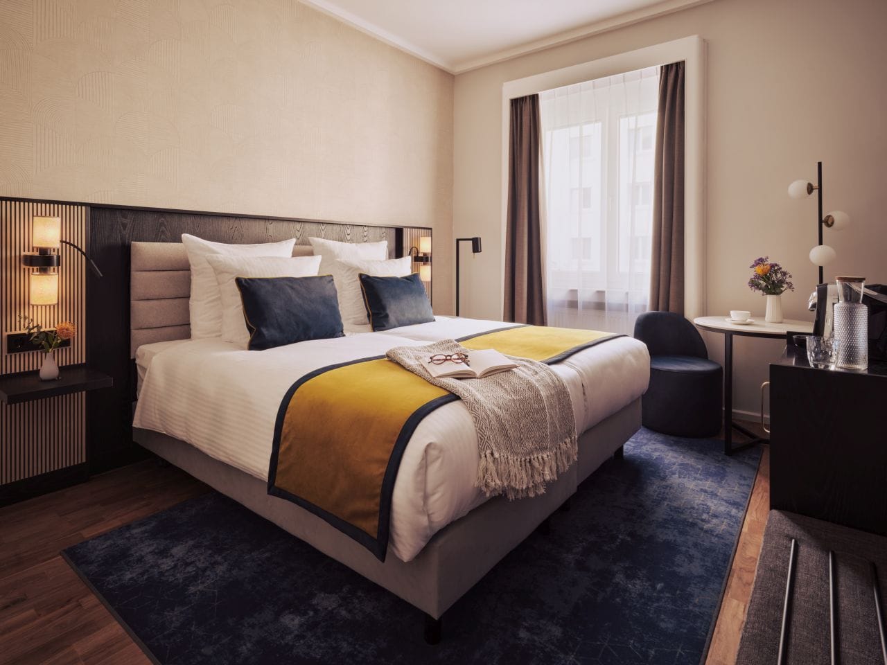Kamer in het hotel Mannheimer Hof in Mannheim, Baden-Württemberg, Duitsland