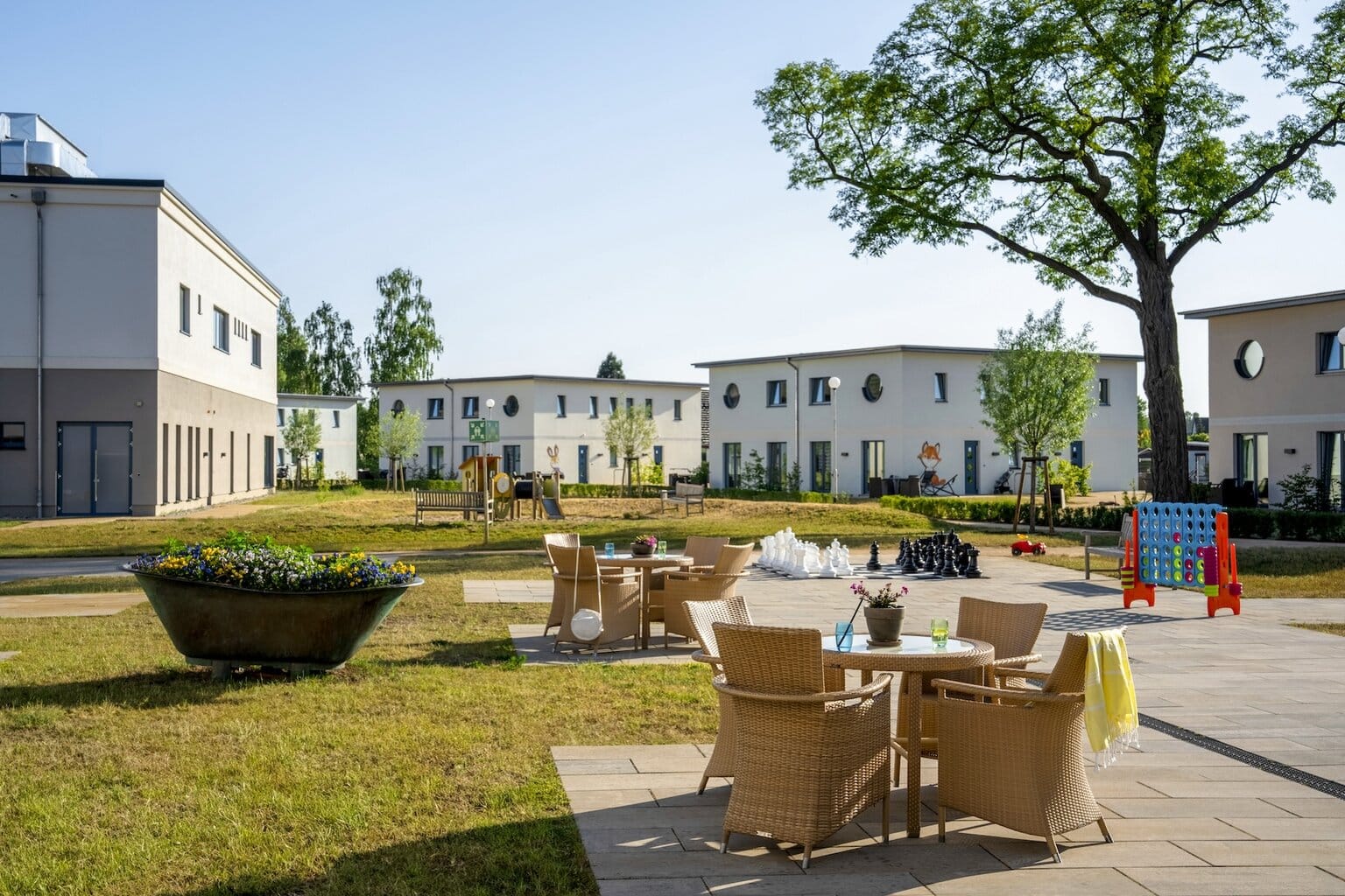 Zithoek buiten bij het kinderresort usedom
