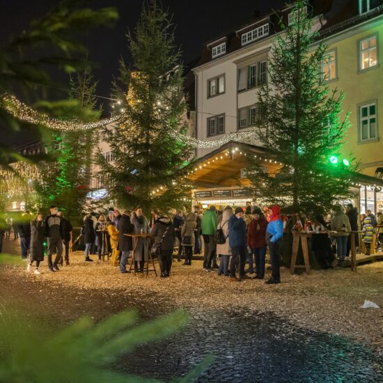 kraampjes in de winterbos op de kerstmarkt in Fulda