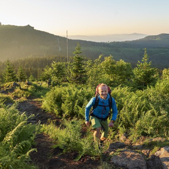 bergwandeling op de top van de Kleine Arber in het Arberland, Beierse Woud