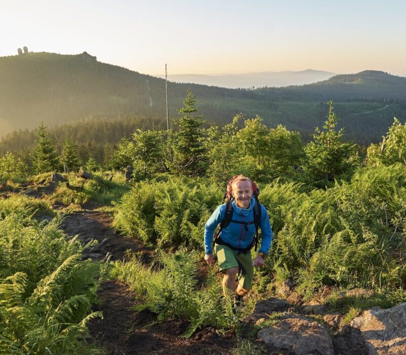 bergwandeling op de top van de Kleine Arber in het Arberland, Beierse Woud