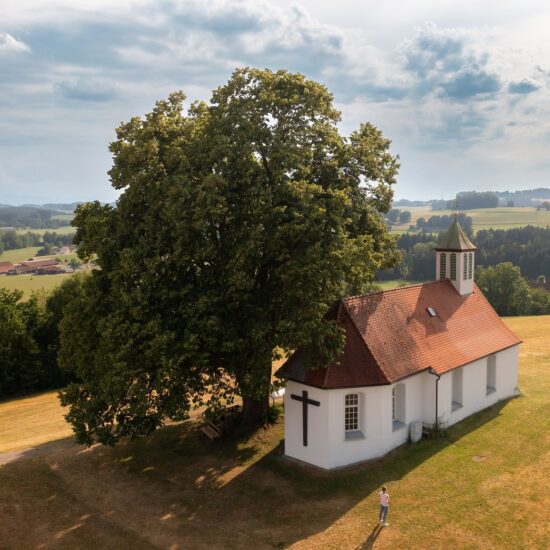 Luchtfoto van de Helig Kreuz Kapelle in het Allgäu
