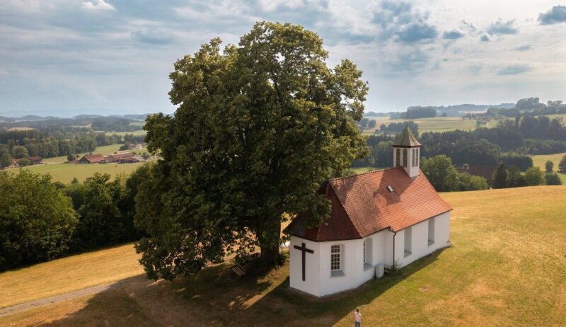 Luchtfoto van de Helig Kreuz Kapelle in het Allgäu