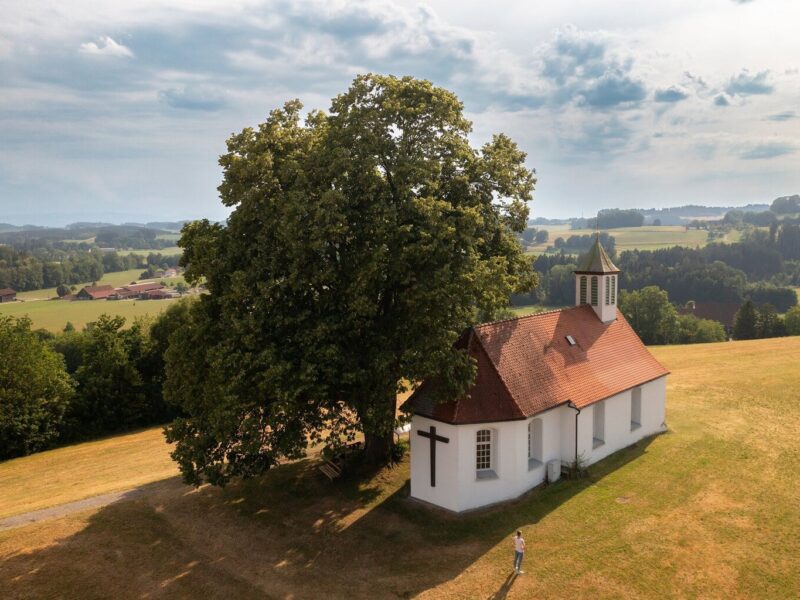 Luchtfoto van de Helig Kreuz Kapelle in het Allgäu