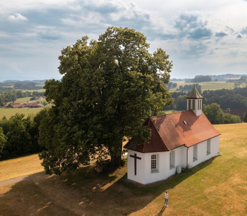 Luchtfoto van de Helig Kreuz Kapelle in het Allgäu